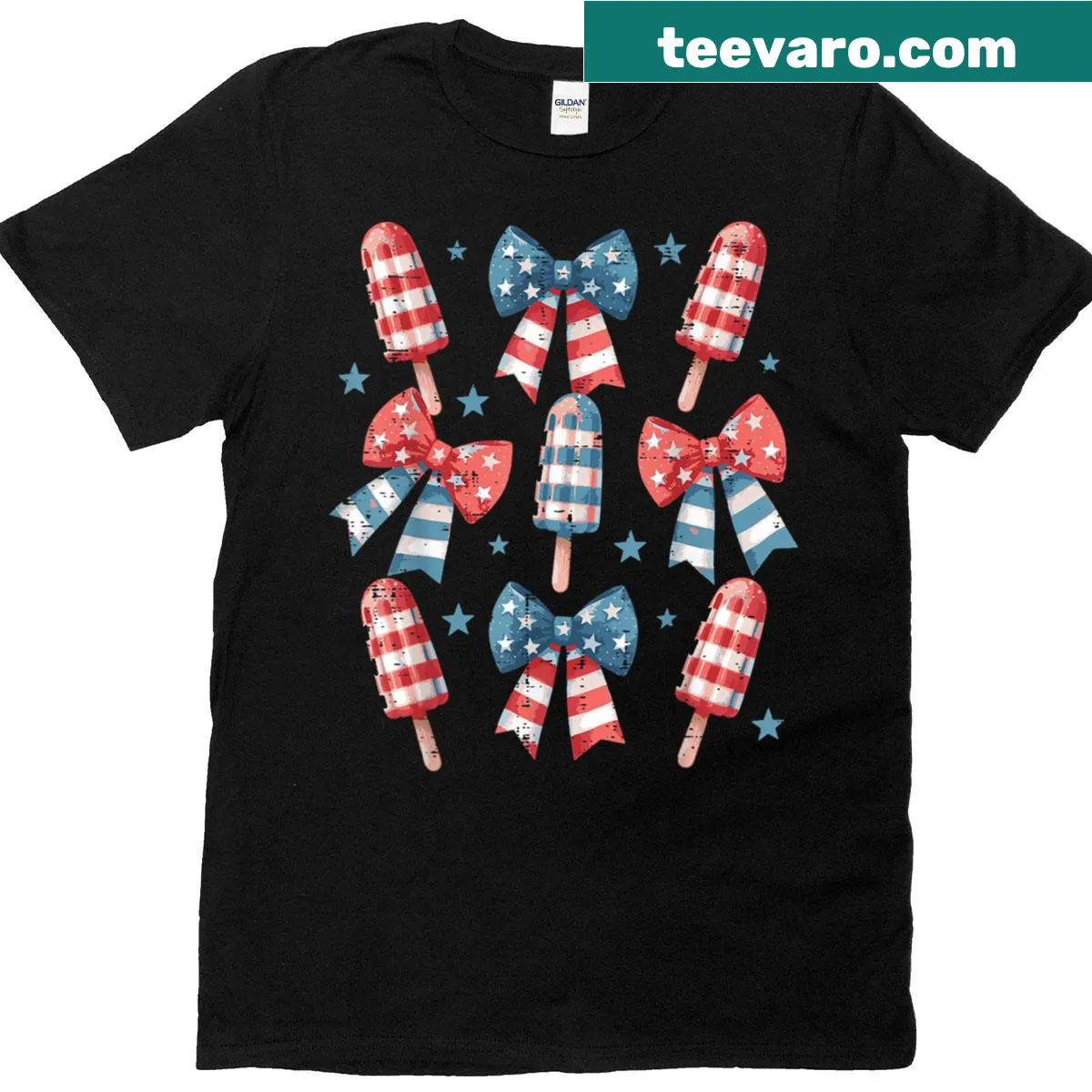 Cartoon ice cream popsicles and ribbons on a T-shirt — on a men's t-shirt