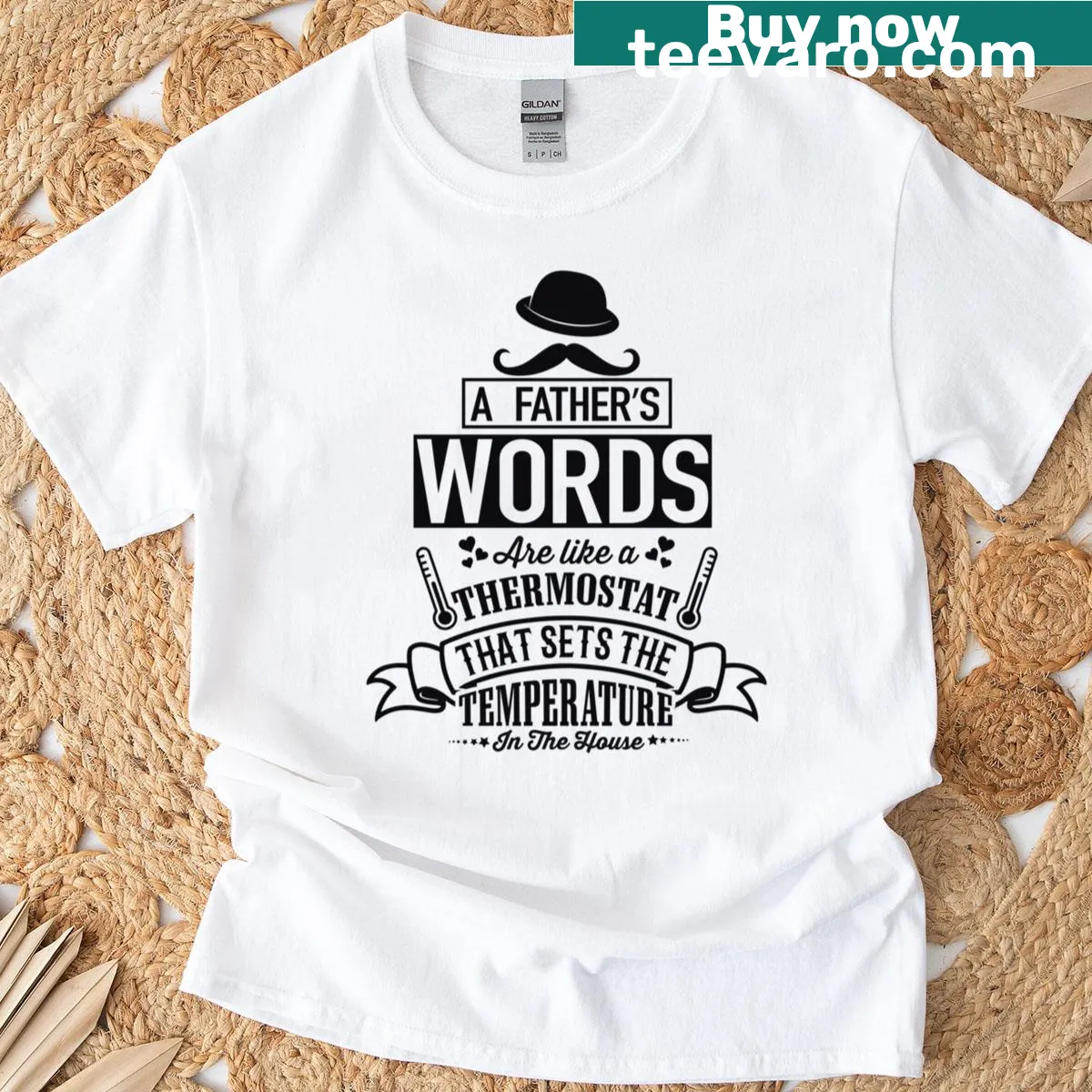 Sentimental t-shirt with a heartfelt message honoring fathers — on a men's t-shirt