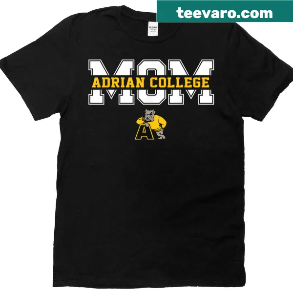 Vintage Adrian College Mom shirt with arched text design