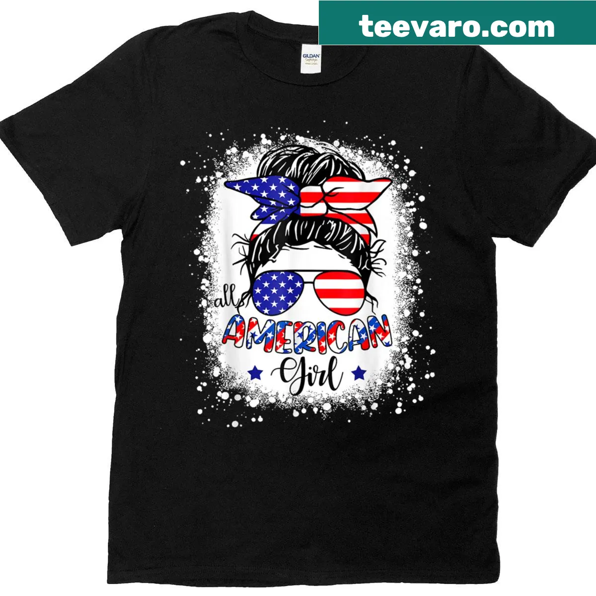 USA flag design with 'All American Girl' text for Fourth of July — on a men's t-shirt