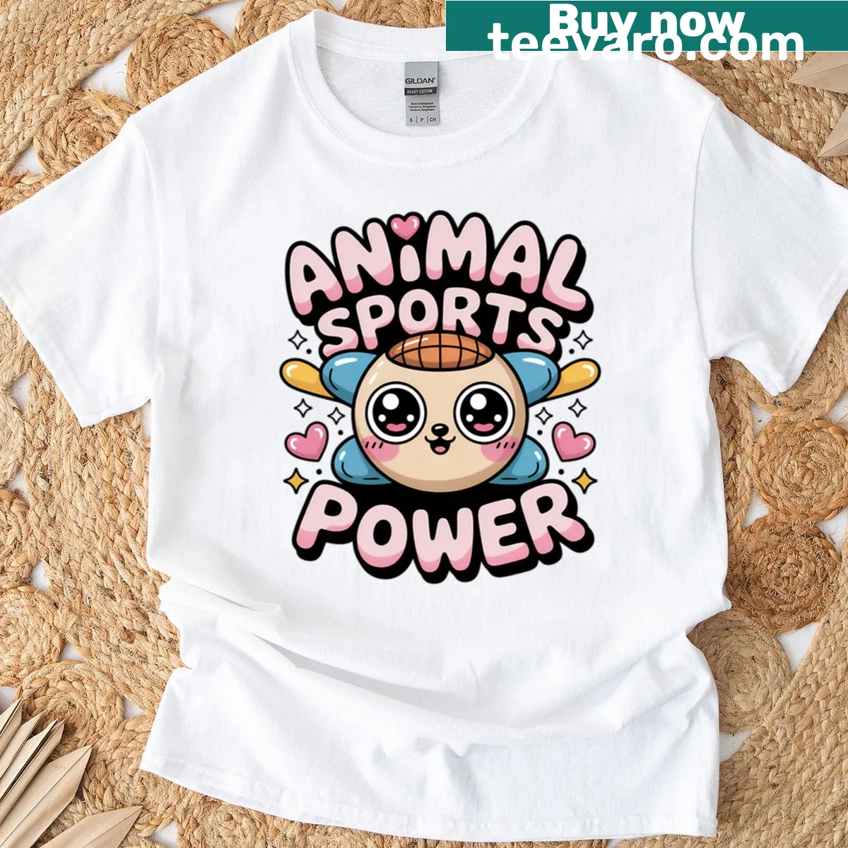 Oversized t-shirt with playful animal sports graphic — on a men's t-shirt