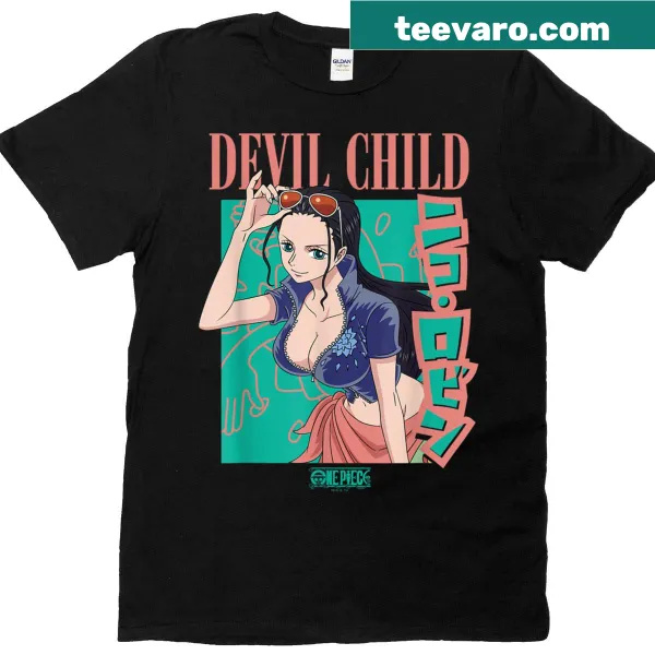Retro 90s style anime T-shirt with devil child graphic
