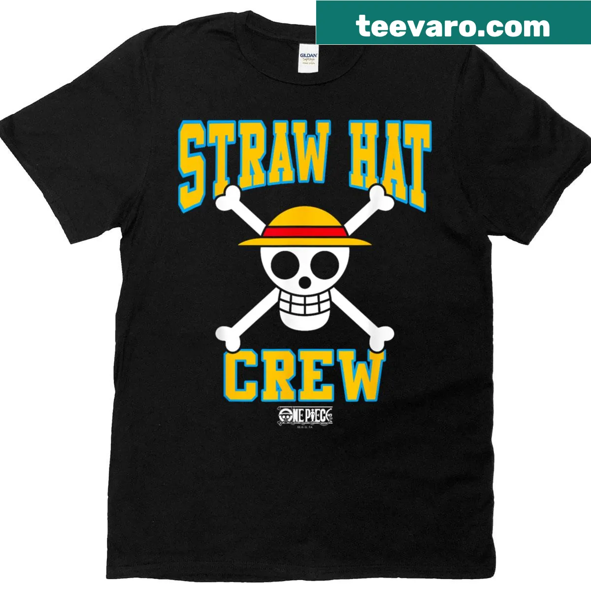 Athletic T-shirt featuring Jolly Rogers emblem from Straw Hat Crew — on a men's t-shirt