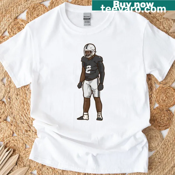 Oversized T-shirt with cartoon of Ashton Jeanty in backfield