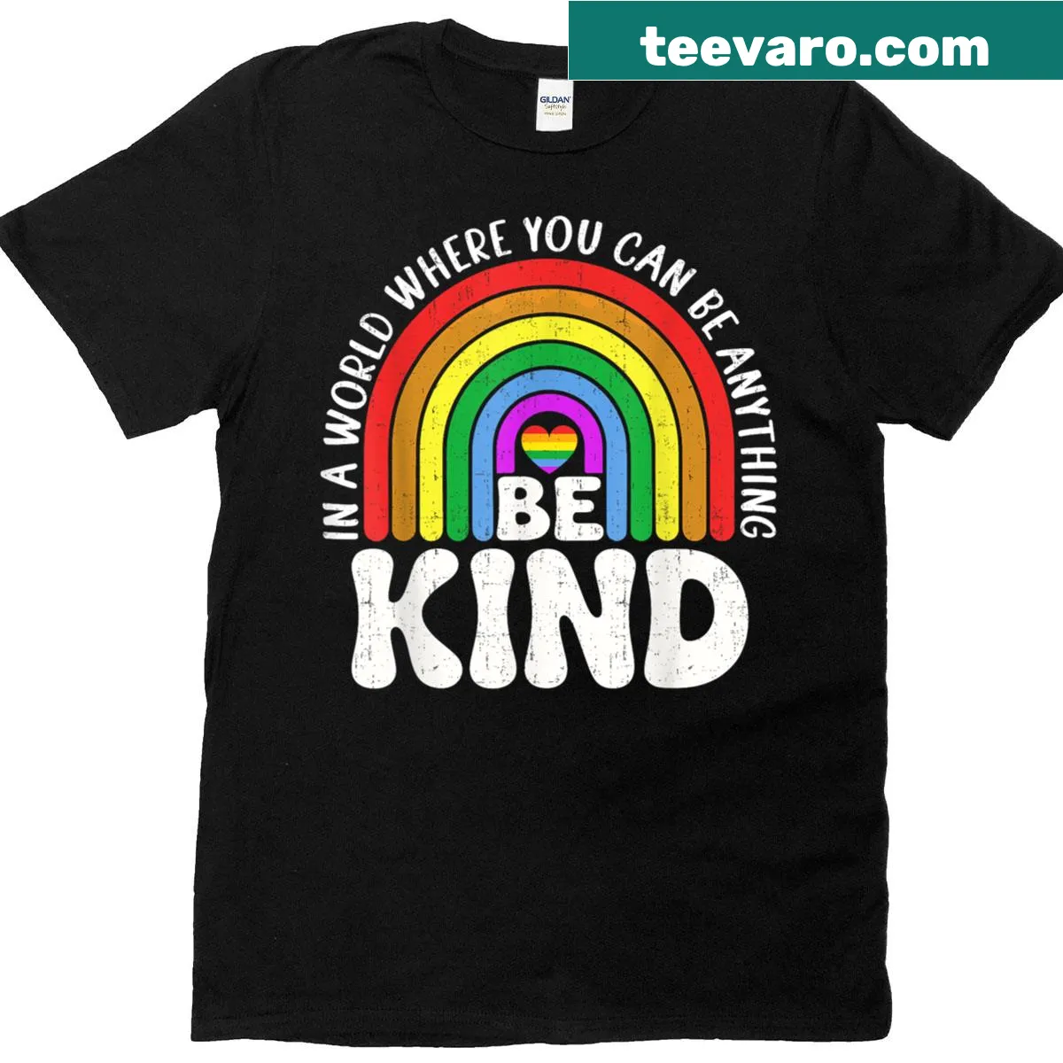 Cute rainbow LGBT support graphic on a T-shirt — on a men's t-shirt