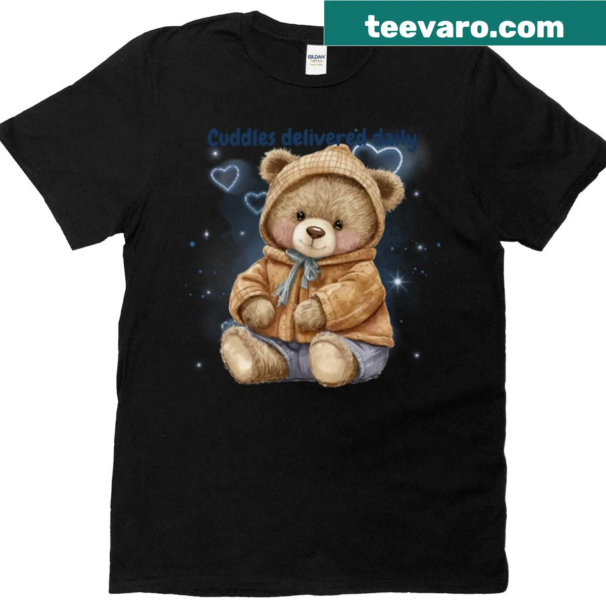 T-shirt featuring a cute bear graphic — on a men's t-shirt