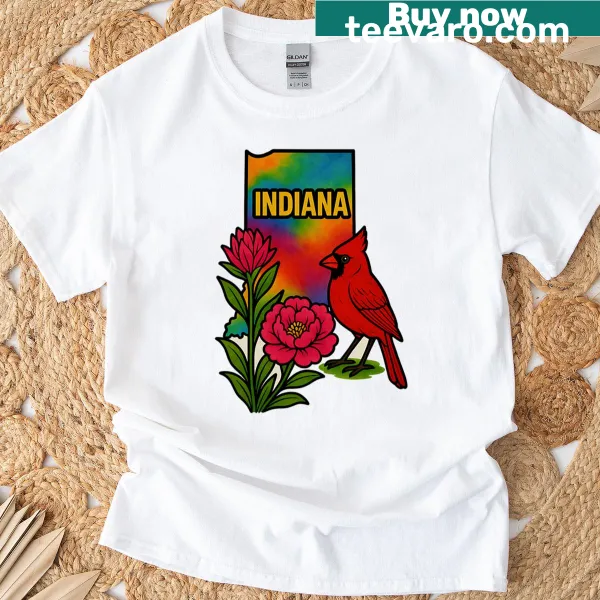 Scenic design representing Indiana on an oversized T-shirt