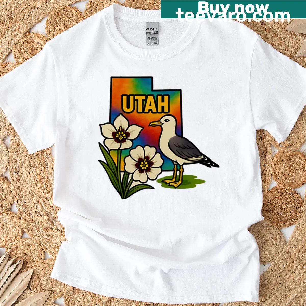 Graphic T-shirt showcasing Utah's landscapes — on a men's t-shirt