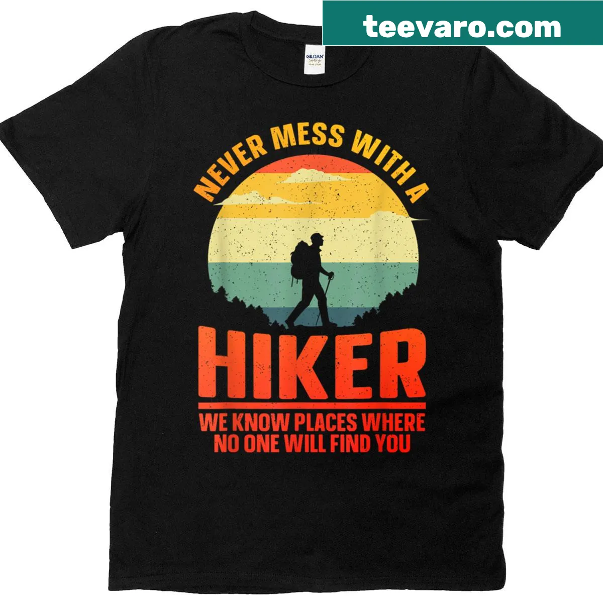 Vintage hiking graphic t-shirt for outdoor lovers — on a men's t-shirt