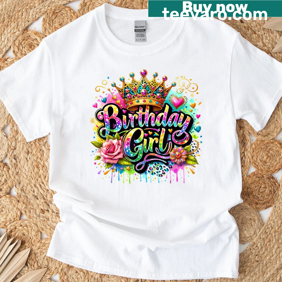 Festive birthday graphic on a women’s T-shirt — on a men's t-shirt