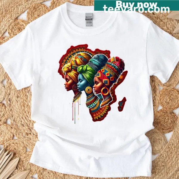 Illustrated African map on T-shirt celebrating heritage for women and girls