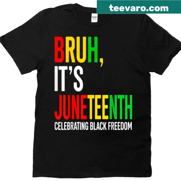 Juneteenth celebration T-shirt with bold typography.