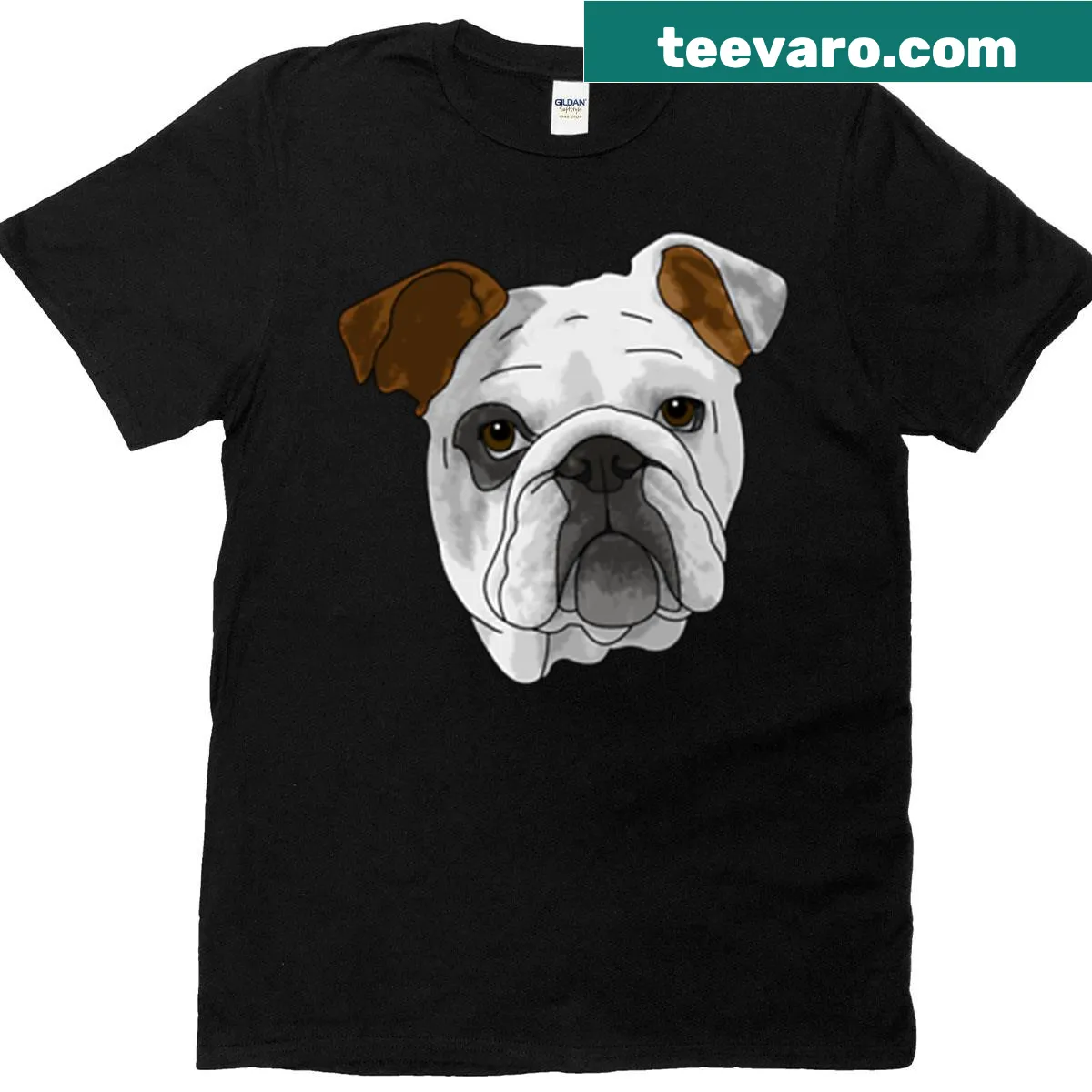 Playful cartoon T-shirt featuring a bulldog design. — on a men's t-shirt