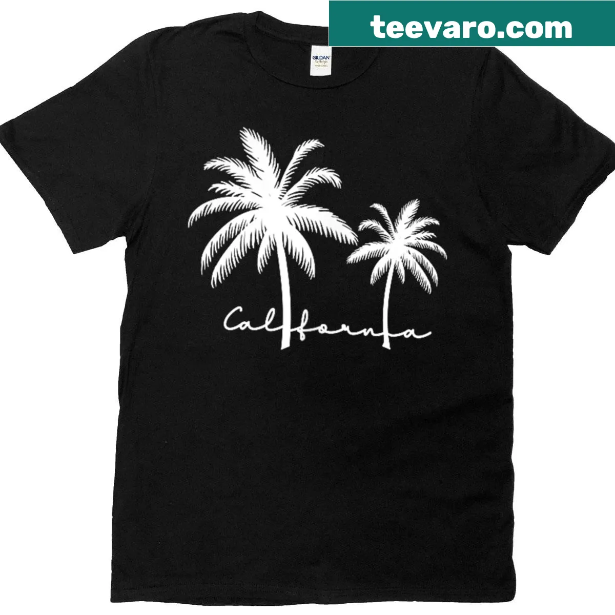 Illustration of a palm tree graphic on a summer-themed t-shirt — on a men's t-shirt