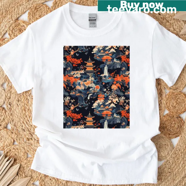 Pastel floral graphic with feline elements on a T-shirt