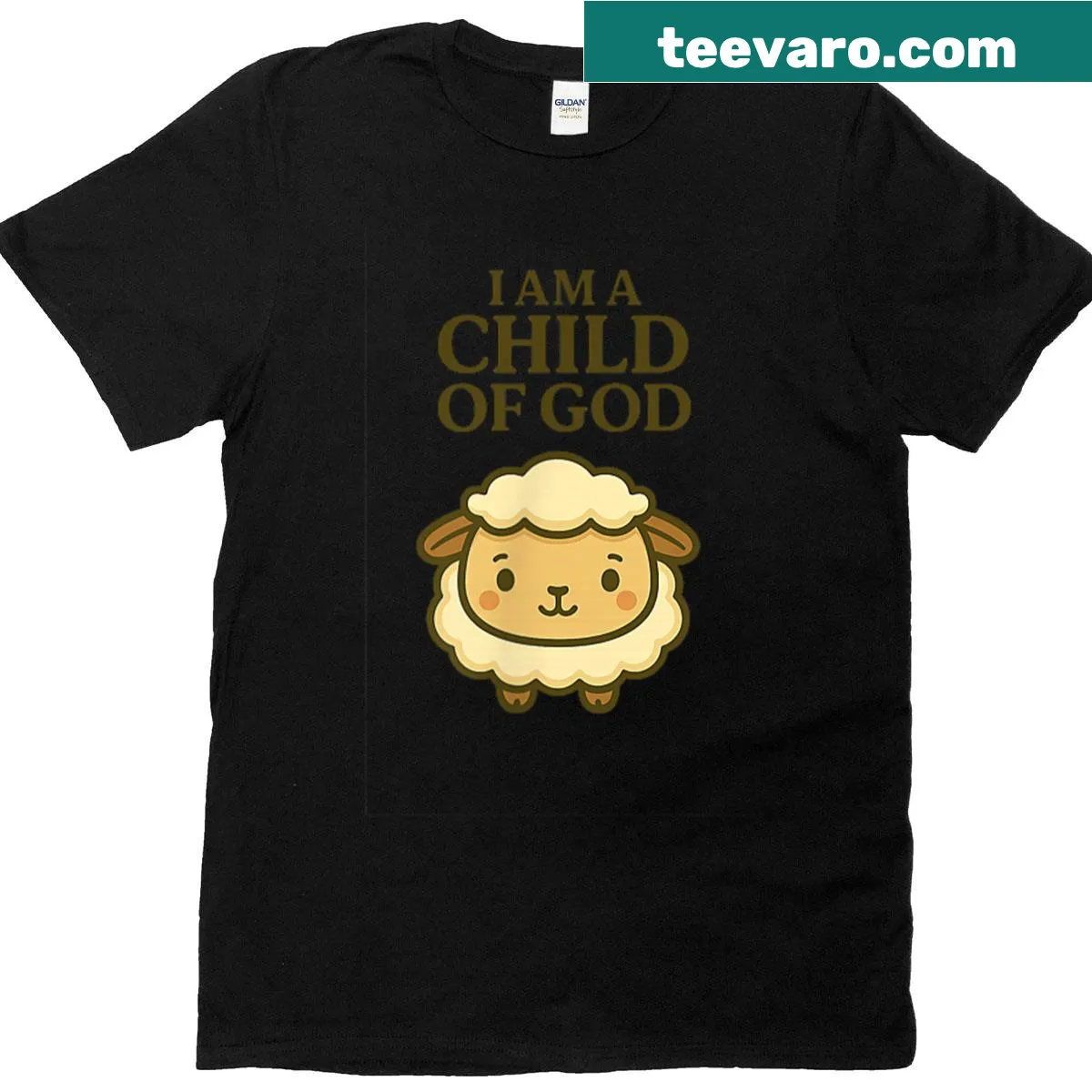 Cute sheep graphic with 'Child of God' text for kids and adults — on a men's t-shirt