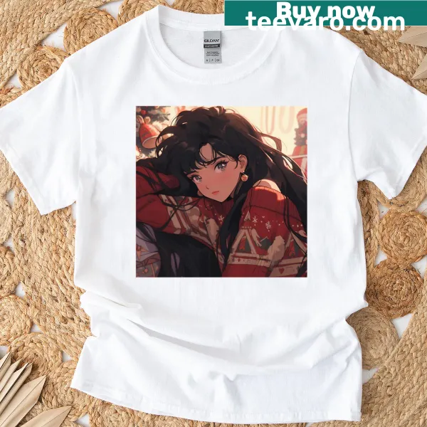 Christmas-themed t-shirt featuring Sailor Mars illustration