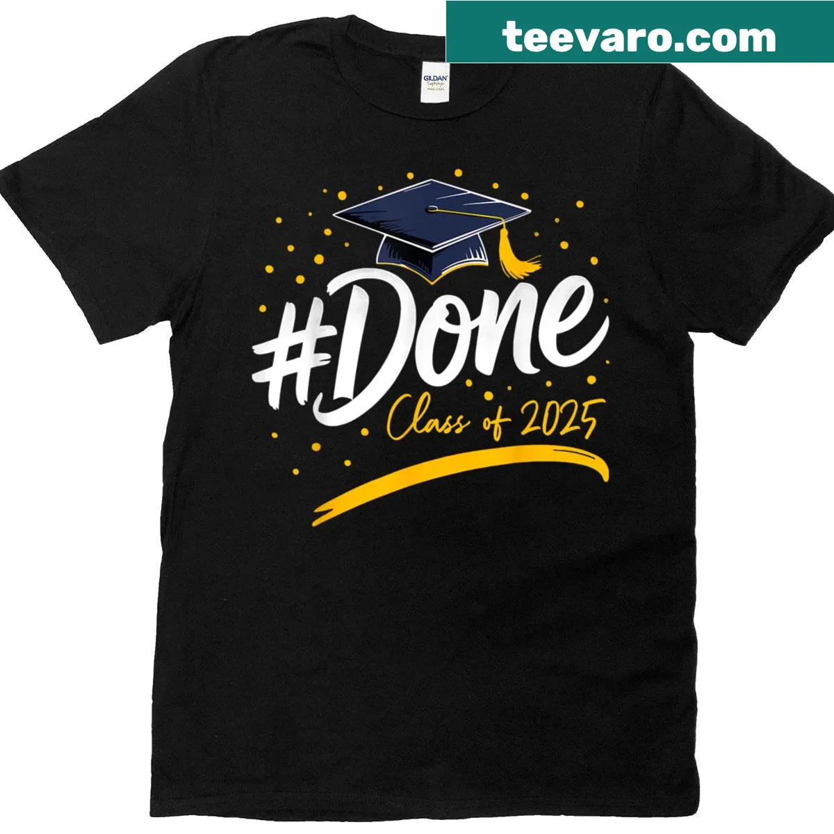 Graduation T-shirt with 'Done' graphic for Class of 2025 — on a men's t-shirt