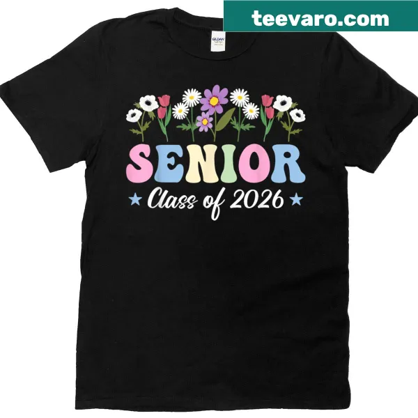 Floral Class of 2026 graduation t-shirt for women with elegant design
