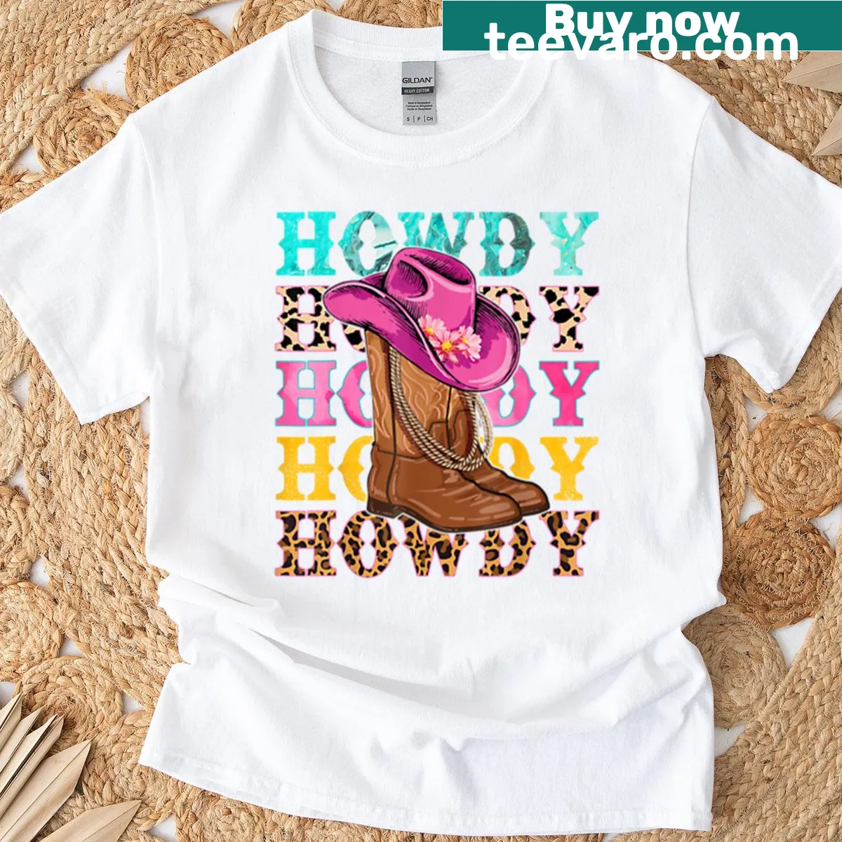 Playful cowgirl-themed T-shirt with fun graphics — on a men's t-shirt