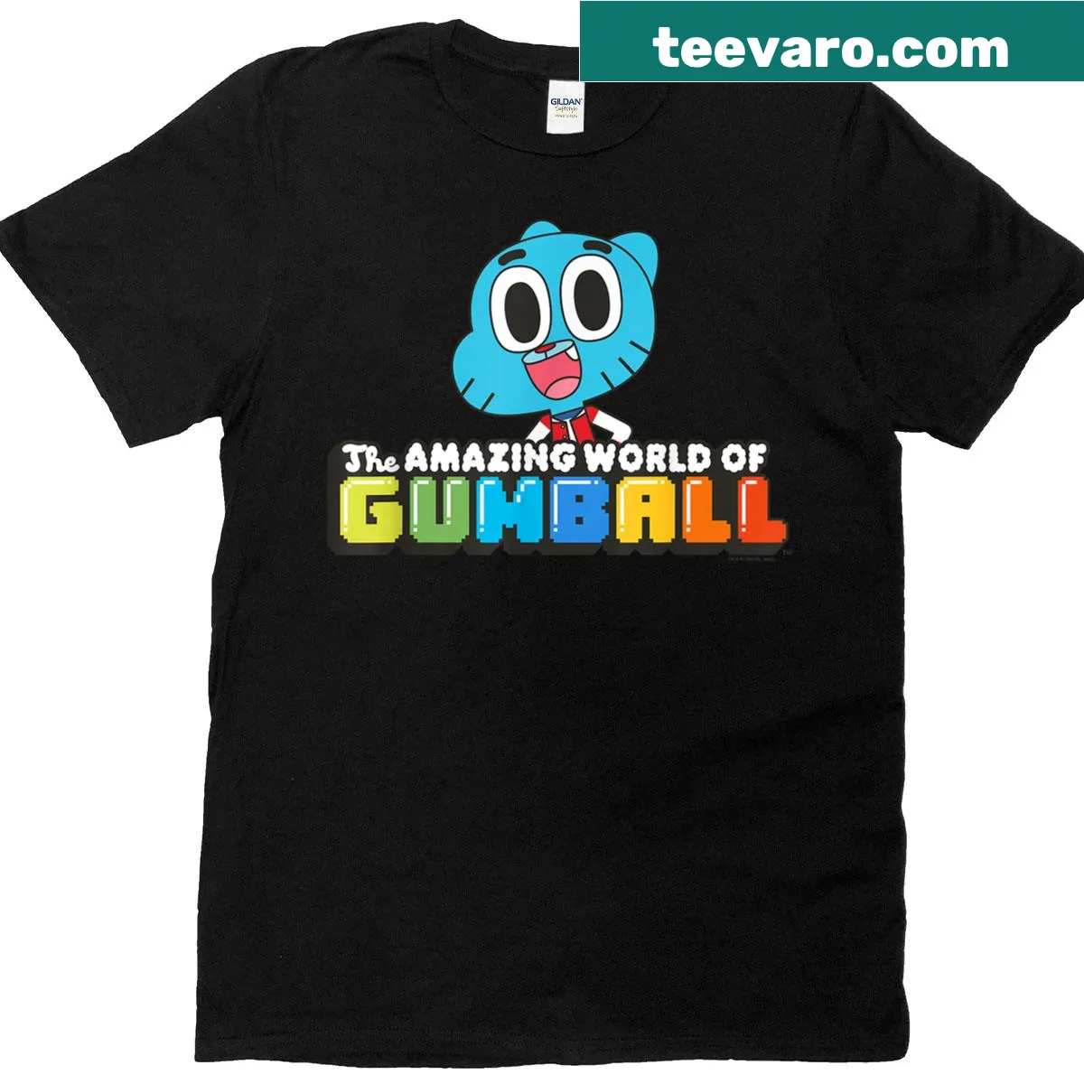 T-shirt featuring playful cartoon show logo design — on a men's t-shirt