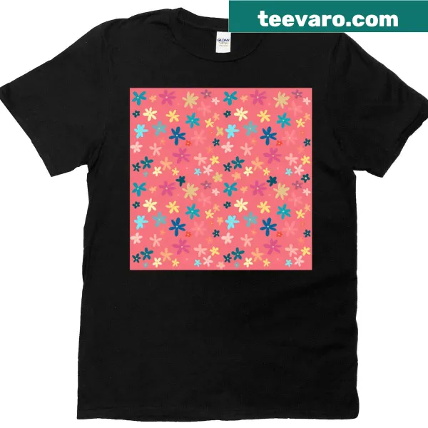 Floral daisy design illustrated on a T-shirt