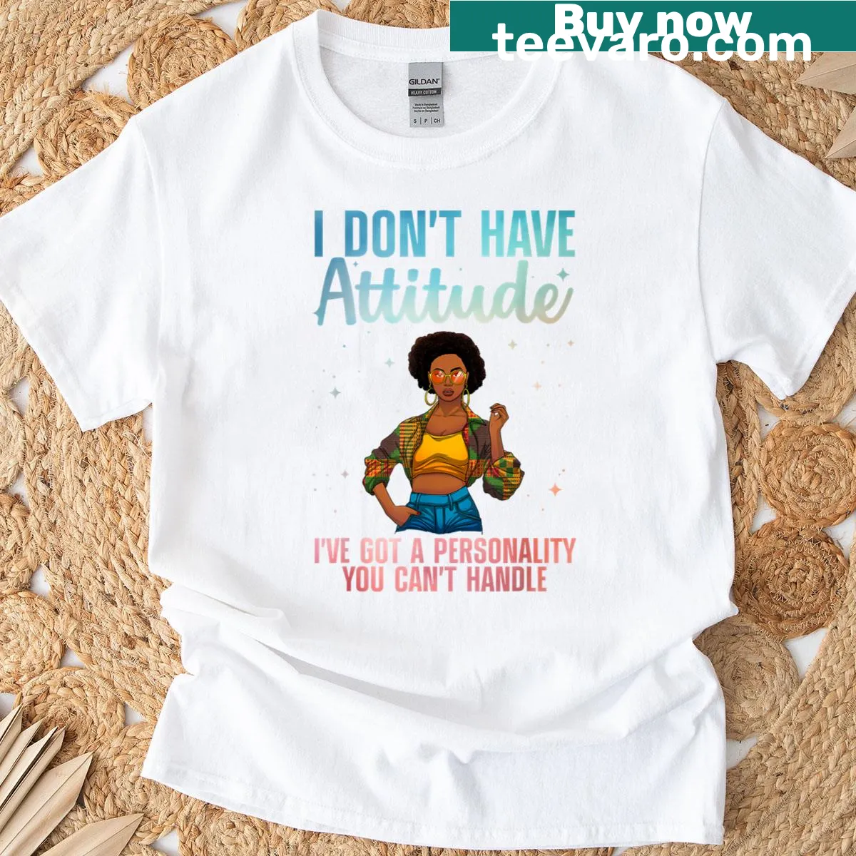 Bold African-inspired design on a women's t-shirt — on a men's t-shirt