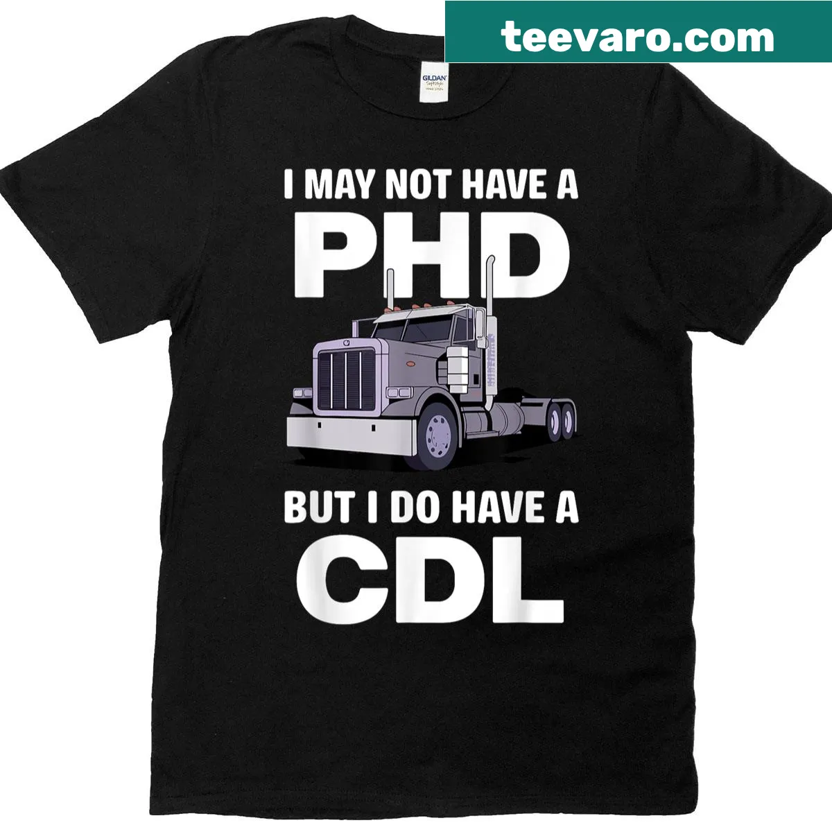 Bold illustration of trucking symbols for truck drivers — on a men's t-shirt