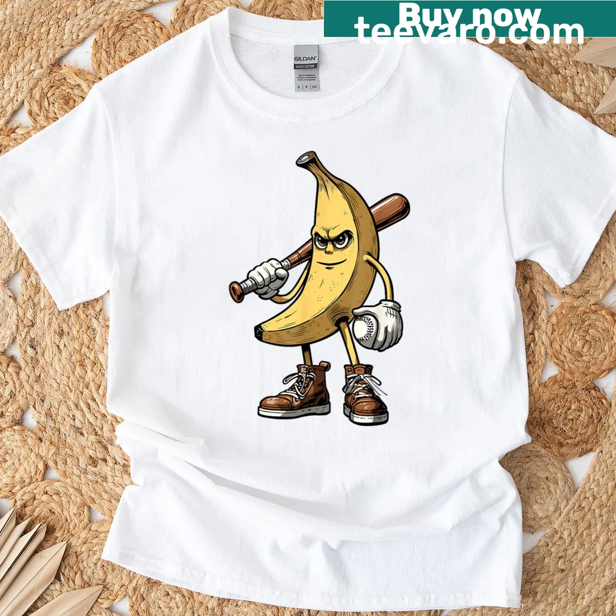 Retro banana graphic T-shirt for banana lovers of all ages — on a men's t-shirt