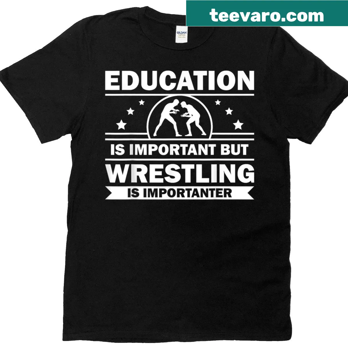 Bold typography celebrating wrestling — on a men's t-shirt