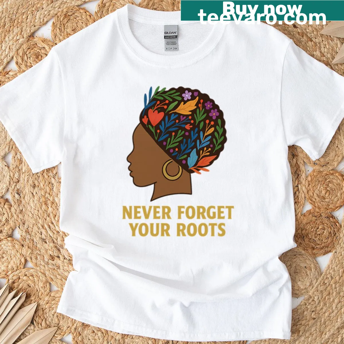 Oversized t-shirt with 'Crowned In Culture' graphic and roots message — on a men's t-shirt