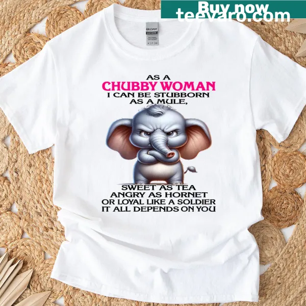 Cute elephant t-shirt with a humorous message about being stubborn