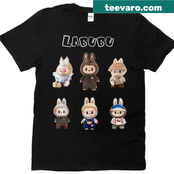 Funny cartoon Labubu monster T-shirt design.