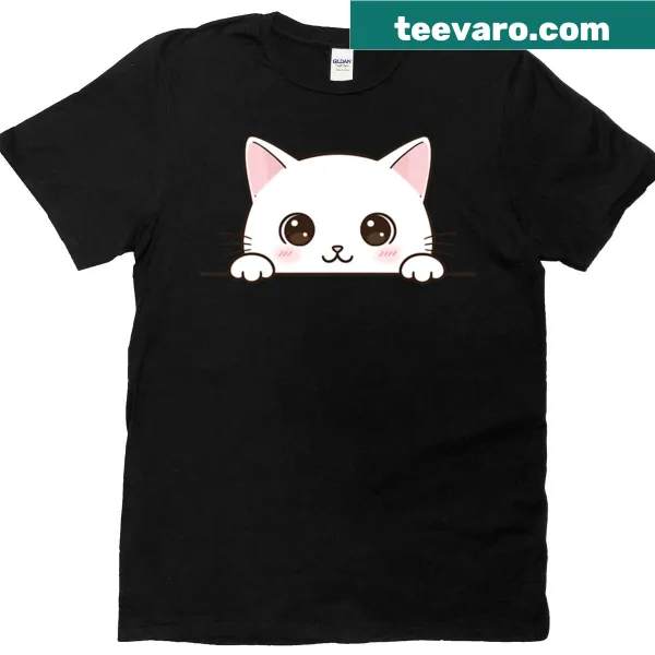 Cute t-shirt featuring an illustration of a white cat