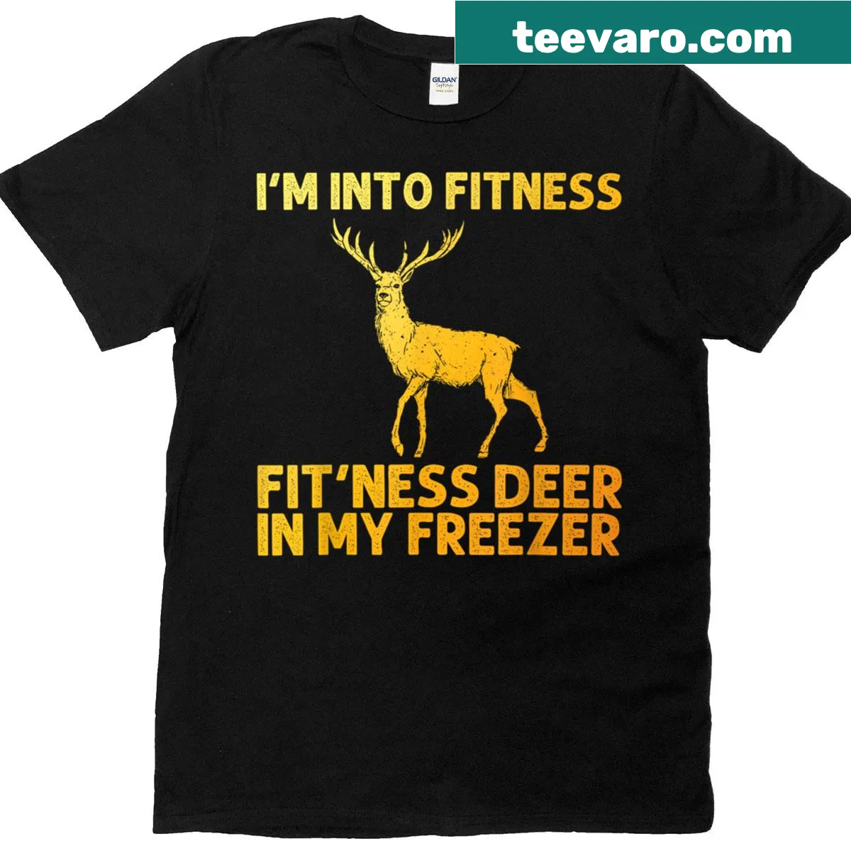 Illustrated T-shirt for deer hunters showcasing wildlife art — on a men's t-shirt