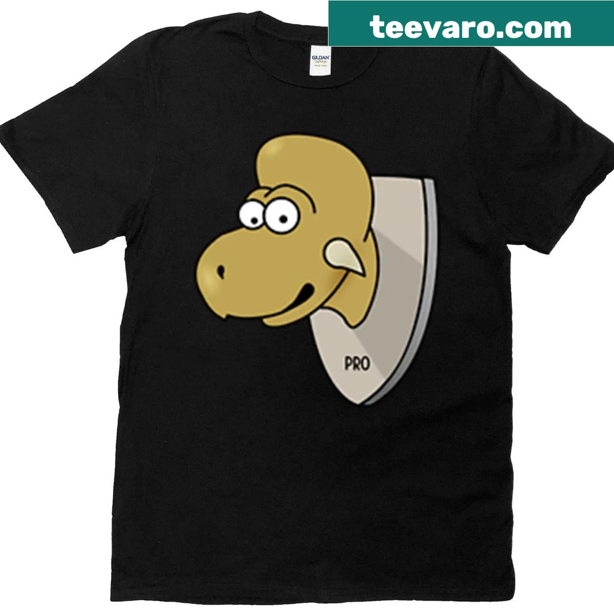 Whimsical Protoceratops dinosaur illustration T-shirt — on a men's t-shirt
