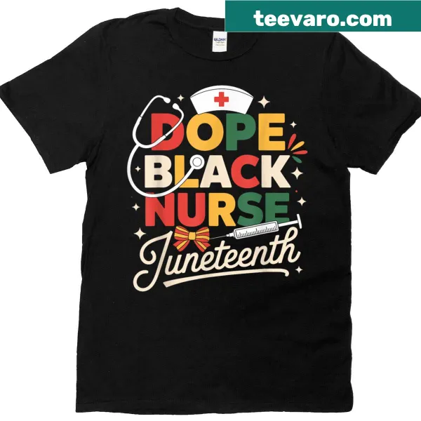 Proud t-shirt for Black nurses with Juneteenth and Black history text