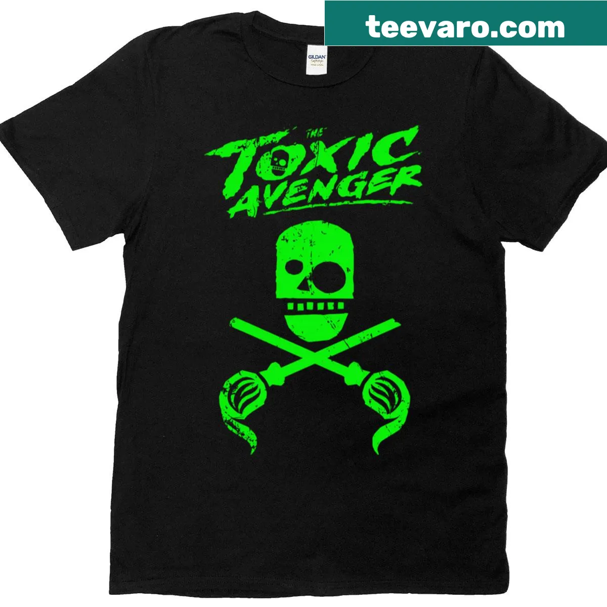 Distressed T-shirt featuring a graphic inspired by the Toxic Avenger — on a men's t-shirt