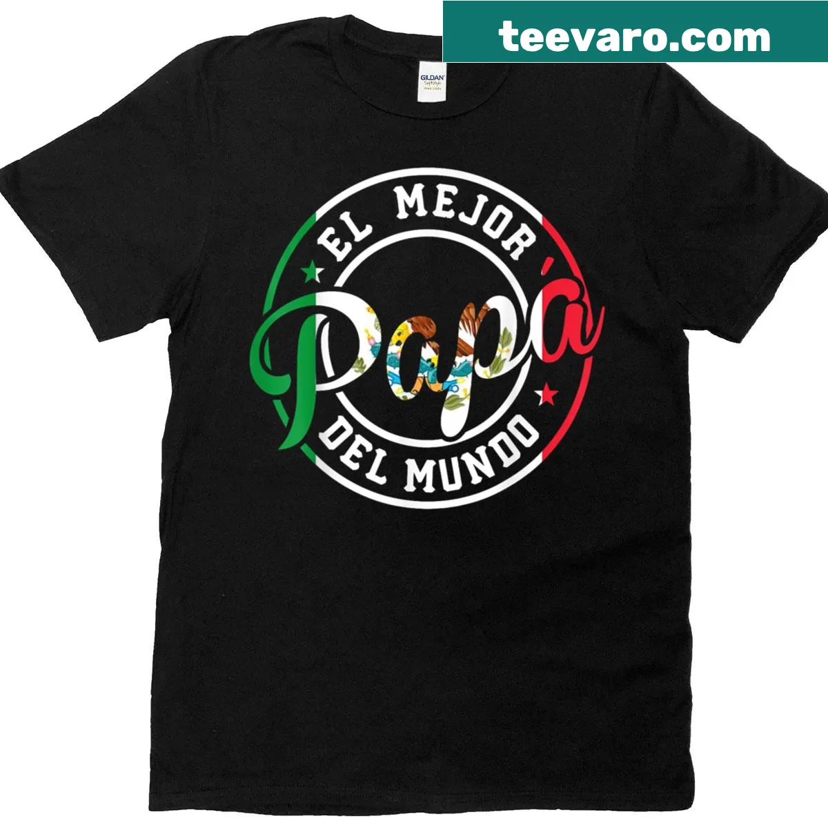 T-shirt with the phrase 'El Mejor Papa Del Mundo' celebrating dads — on a men's t-shirt