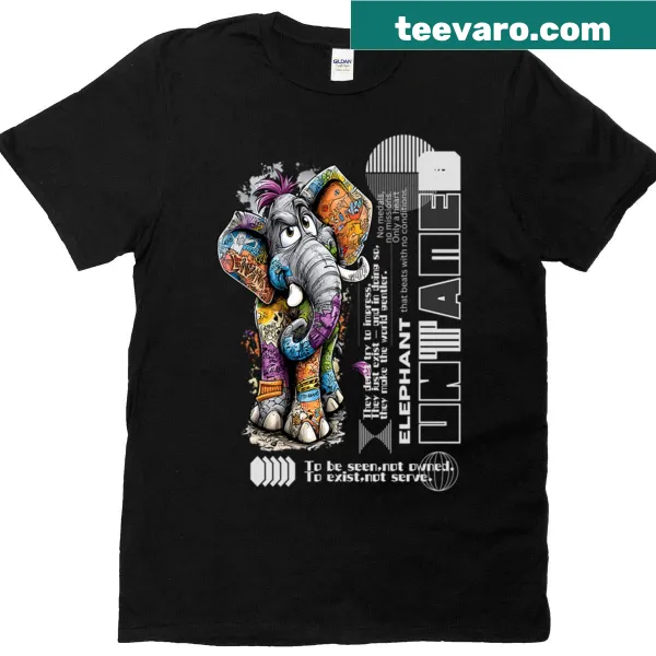 Cartoon elephant graphic on a streetwear T-shirt for animal lovers