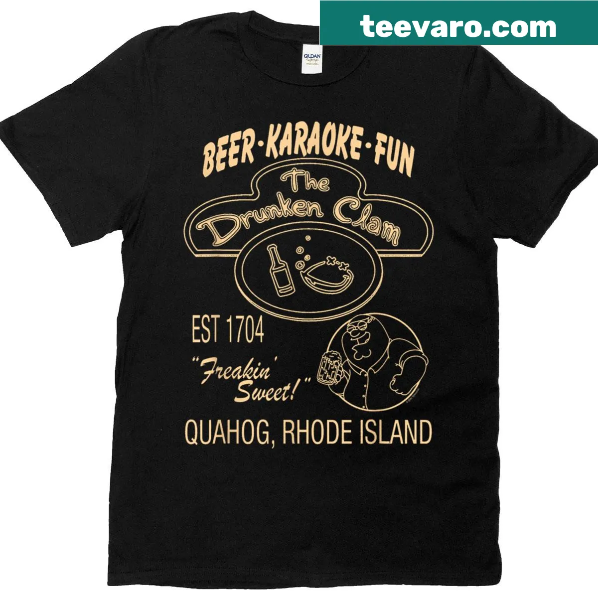 Vintage The Drunken Clam bar sign t-shirt from Family Guy — on a men's t-shirt