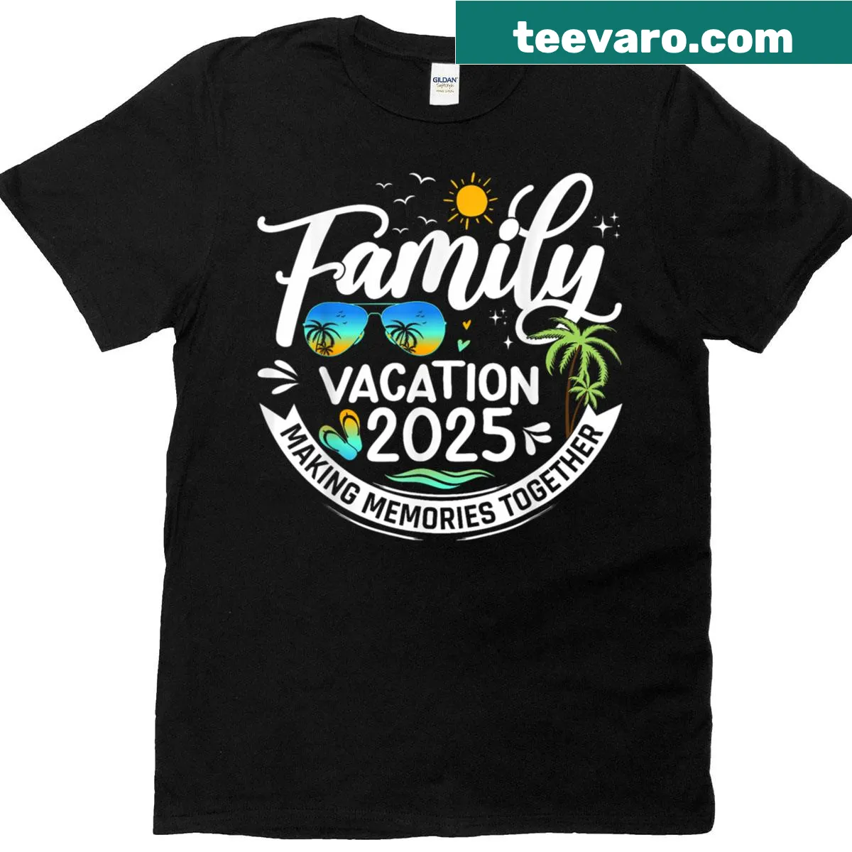 Matching family beach vacation t-shirts for summer 2025 — on a men's t-shirt