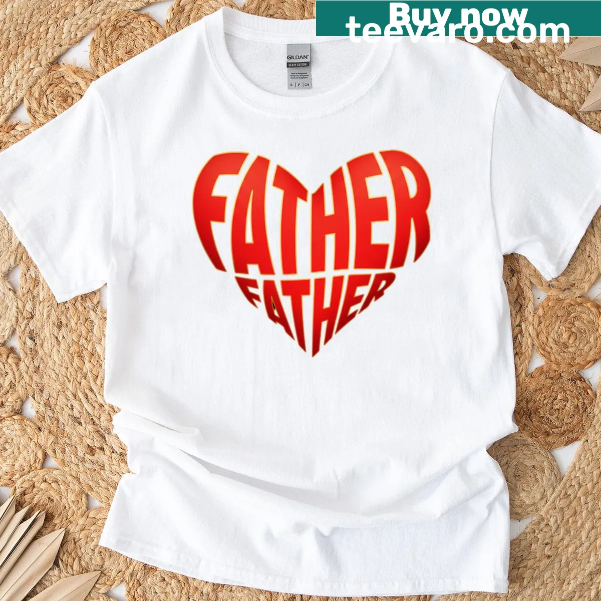 T-shirt featuring 'Father Heart - A Fathers Love' text — on a men's t-shirt