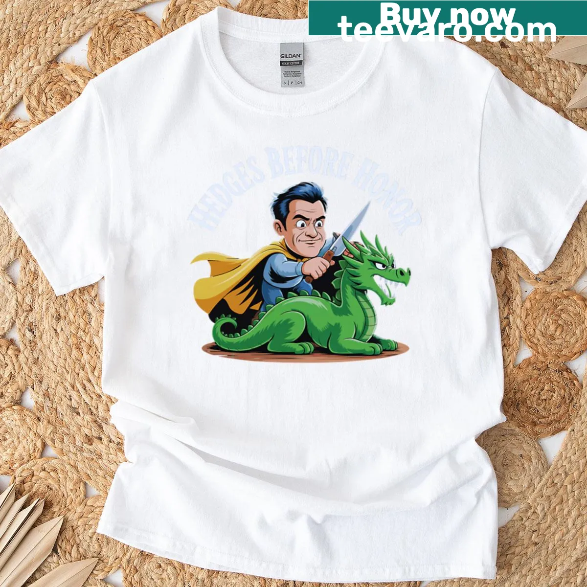 Distressed 'Father Mows Best' shirt with gardening theme — on a men's t-shirt