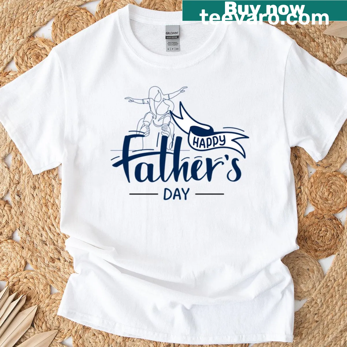 Oversized Fathers Day T-shirt with humorous slogan — on a men's t-shirt
