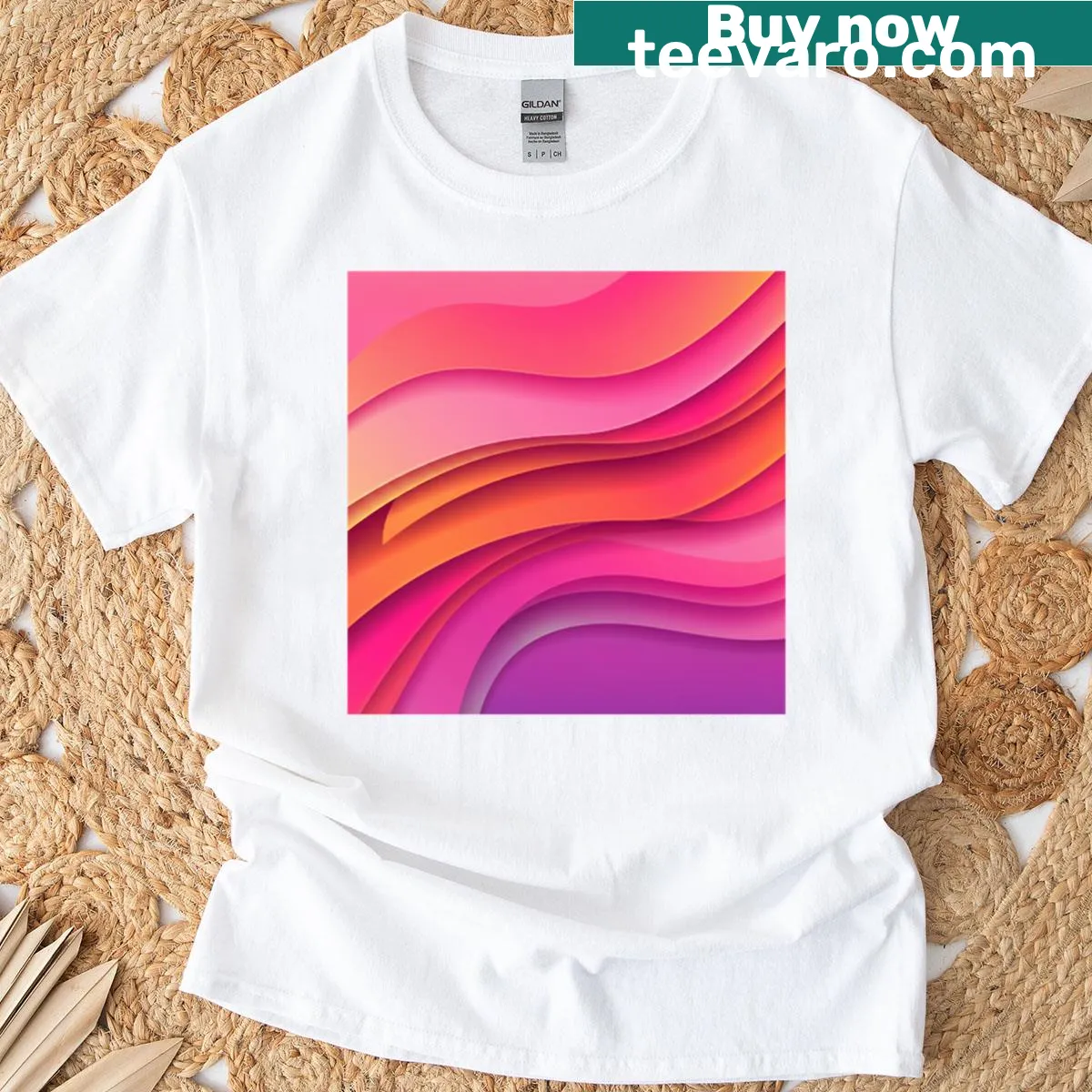 Abstract art t-shirt with flowing gradient design — on a men's t-shirt