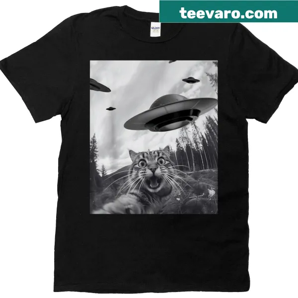 Funny cartoon cat graphic on a t-shirt for cat lovers