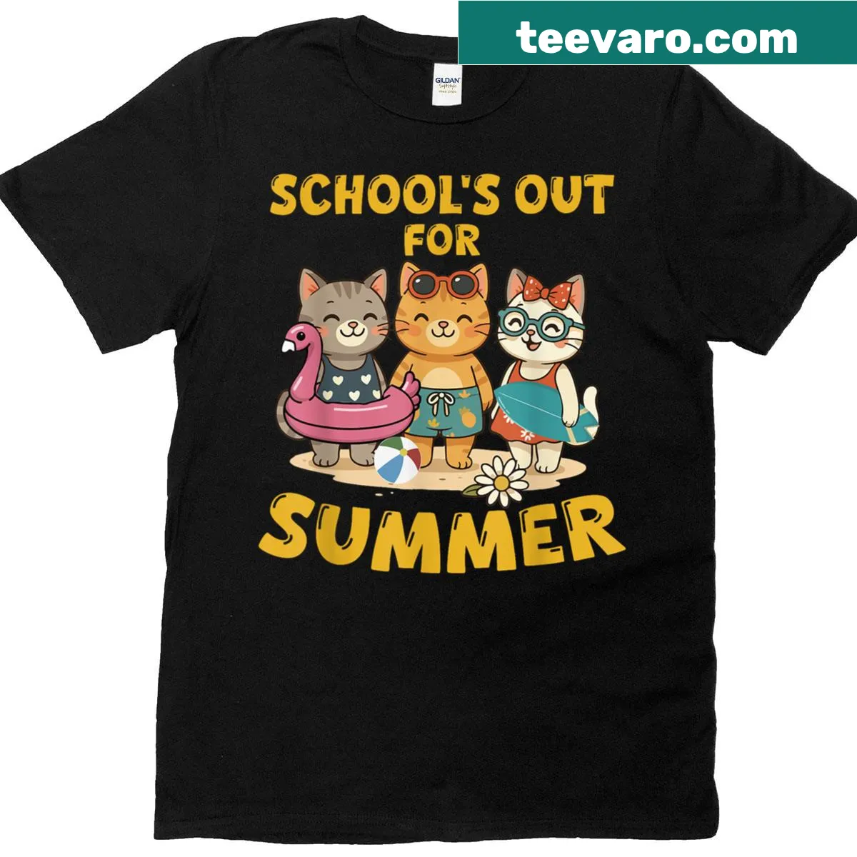 Funny T-shirt for teachers with cats celebrating summer break — on a men's t-shirt