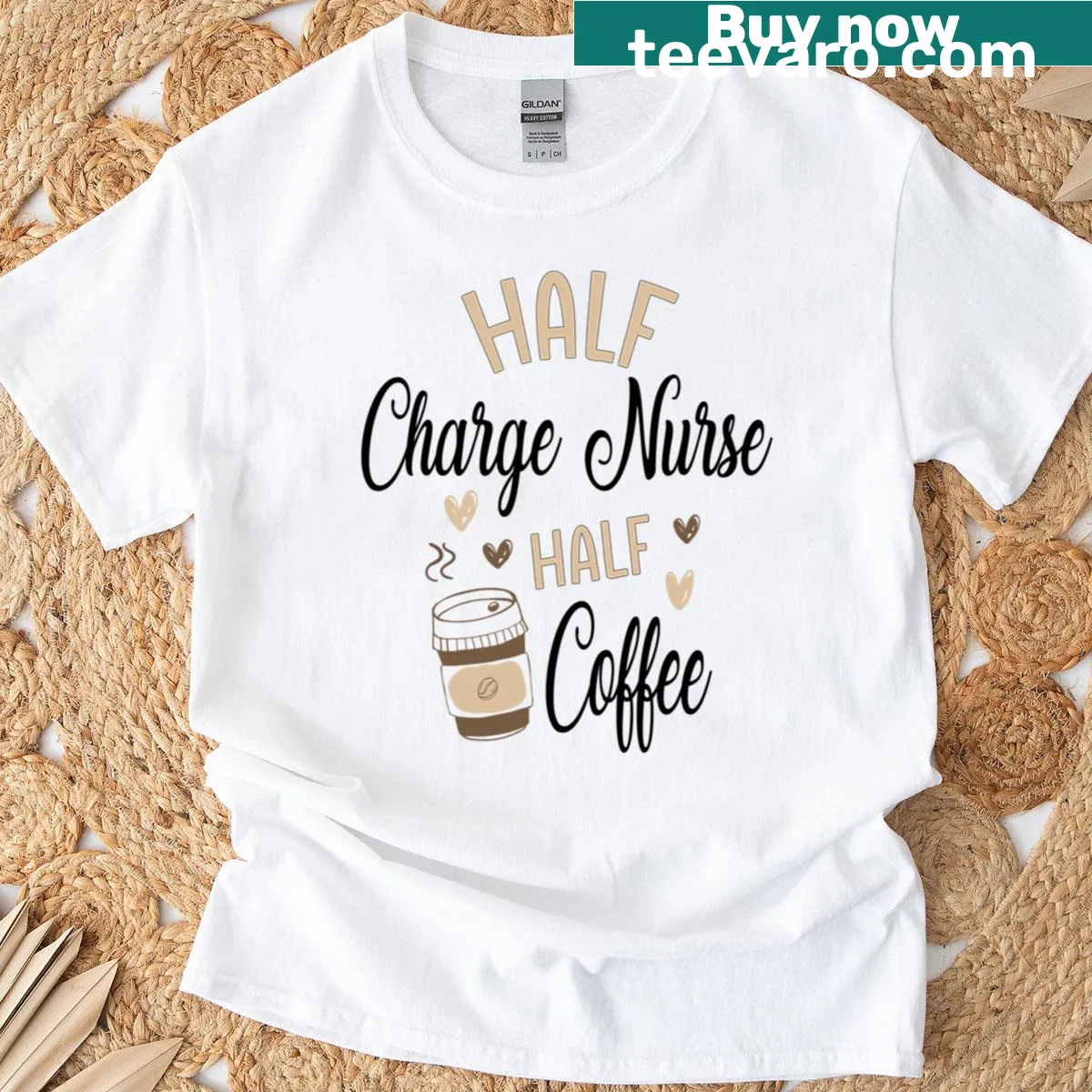 T-shirt for charge nurses with humorous coffee-themed text — on a men's t-shirt