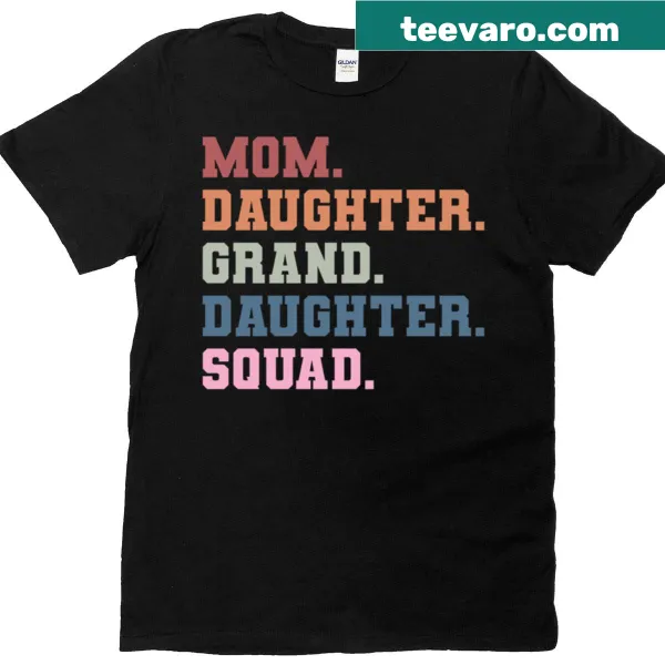 Oversized T-shirt featuring matching family graphics for Mom, Daughter, and Granddaughter